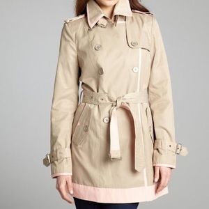 Sam Edelman Gigi tan trench coat with pink trim